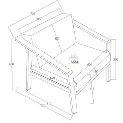 Sessel Paris - Aluminium Gestell in Holzoptik