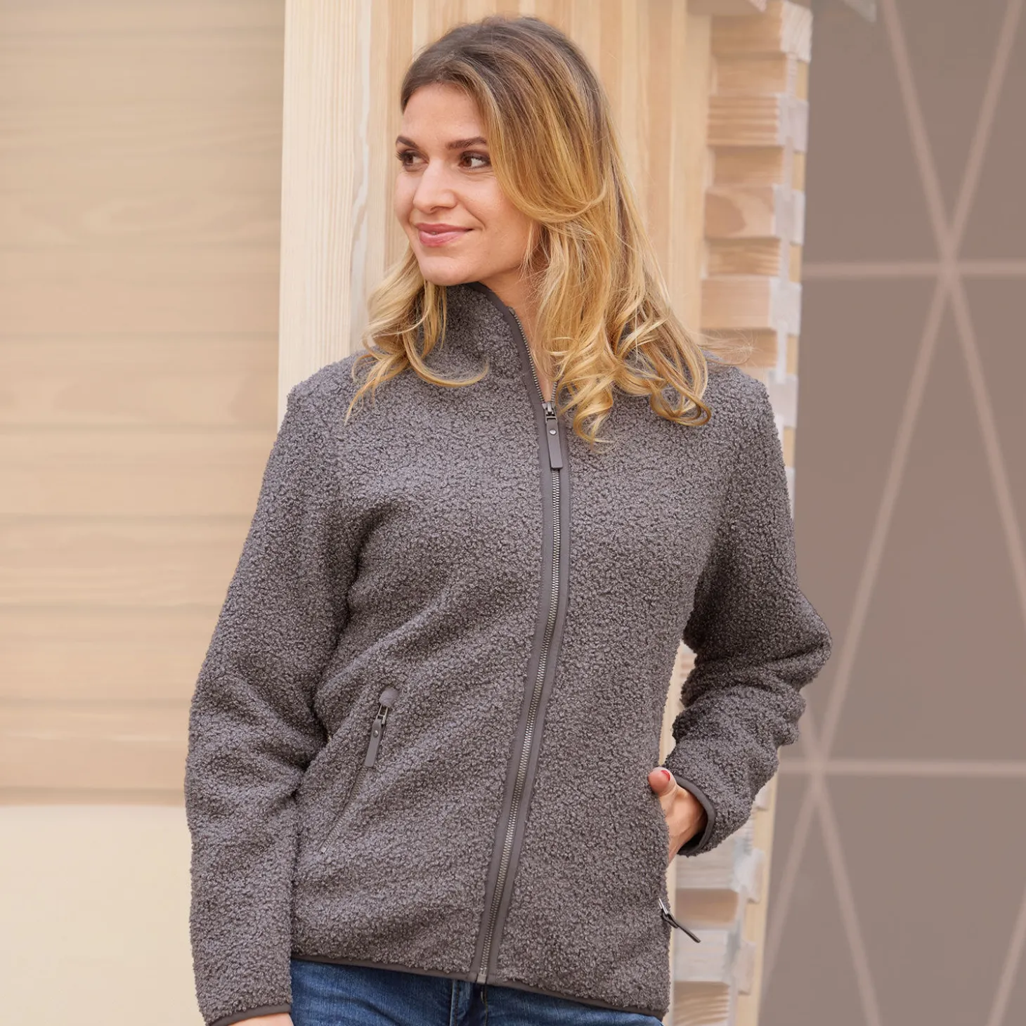 Sherpa Fleece Jacke Damen wärmend