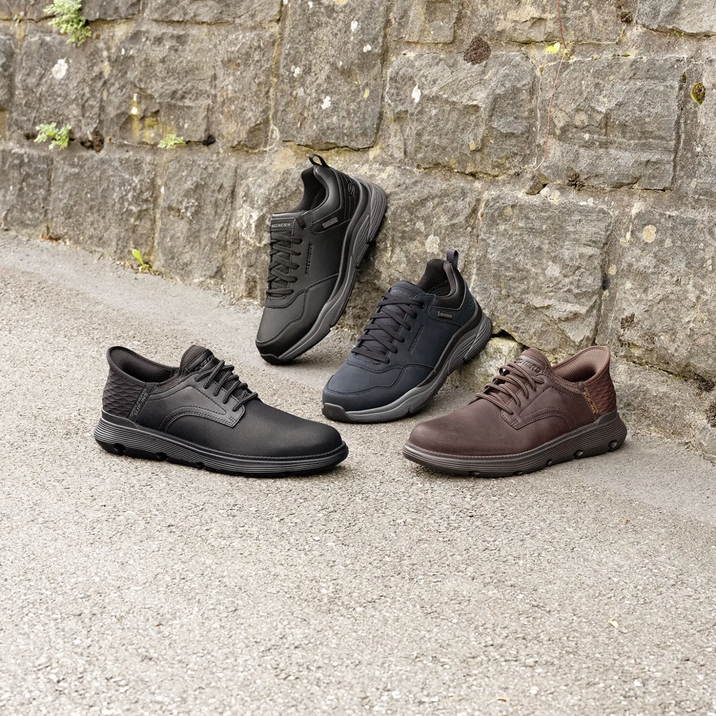 SKECHERS SLIP INS Schlupfschuh für Herren aus Glattleder