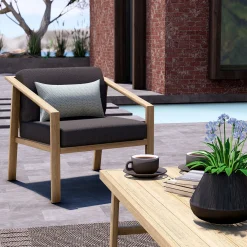 Sofa 3-Sitzer Paris - Alu-Gestell in Holzoptik