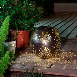 Solar-Laterne mit Lazer-Motiv, LED warmweiss