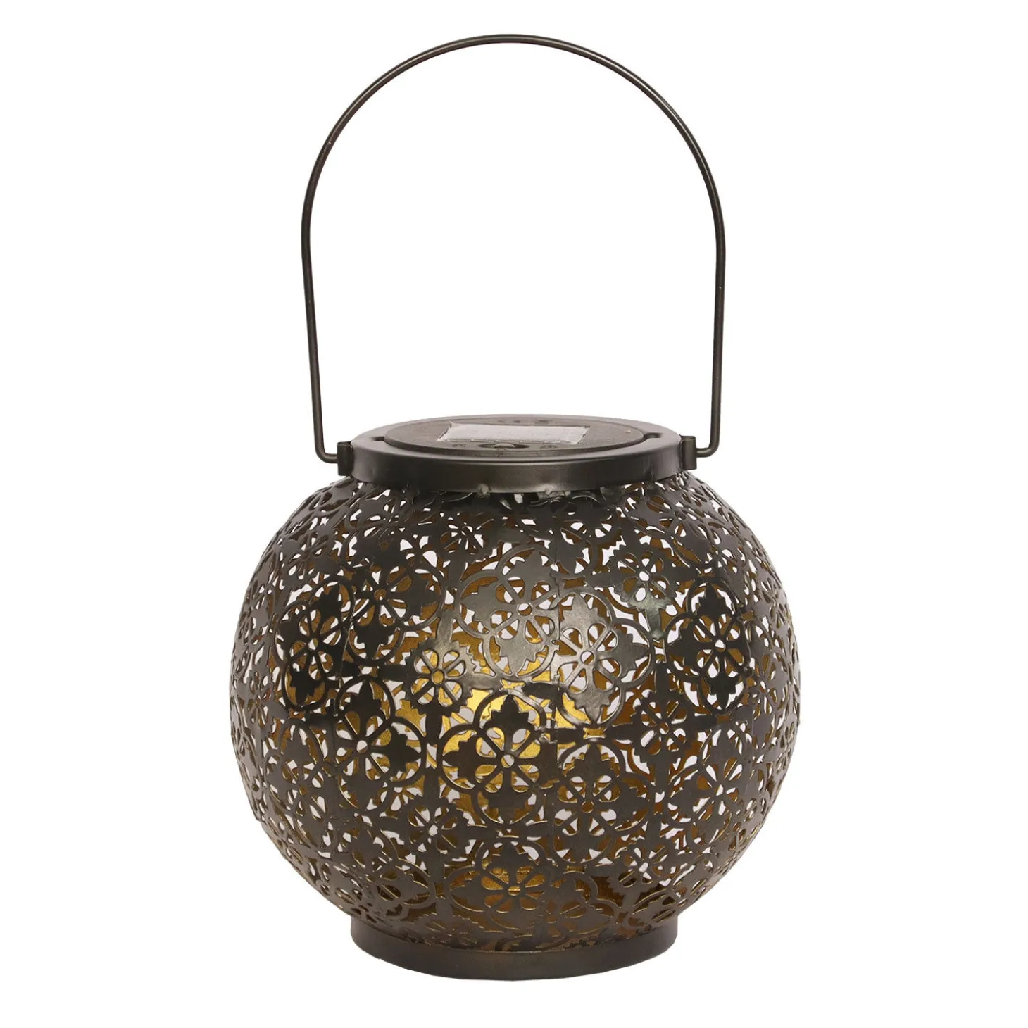 Solar-Laterne mit Ornament, LED warmweiss
