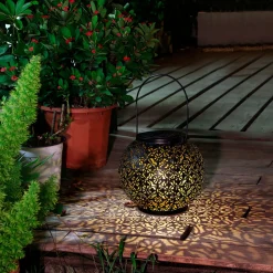 Solar-Laterne mit Ornament, LED warmweiss
