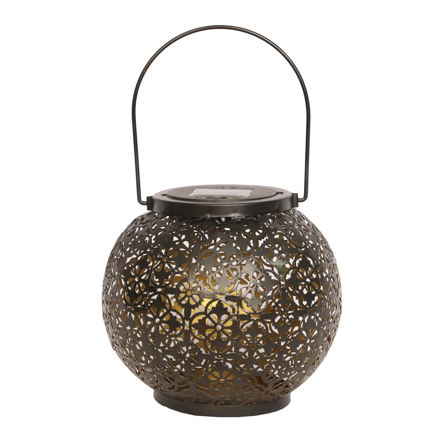 Solar-Laterne mit Ornament, LED warmweiss