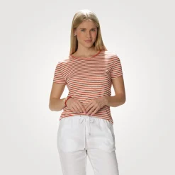 Sommerlich gestreiftes Leinen T-Shirt