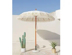 Sonnenschirm India mit Aufdruck und Fransen