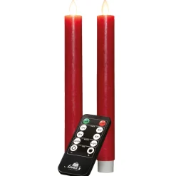 Stabkerzen 2er-Set – Akkubetrieben, Echtwachs, Rot