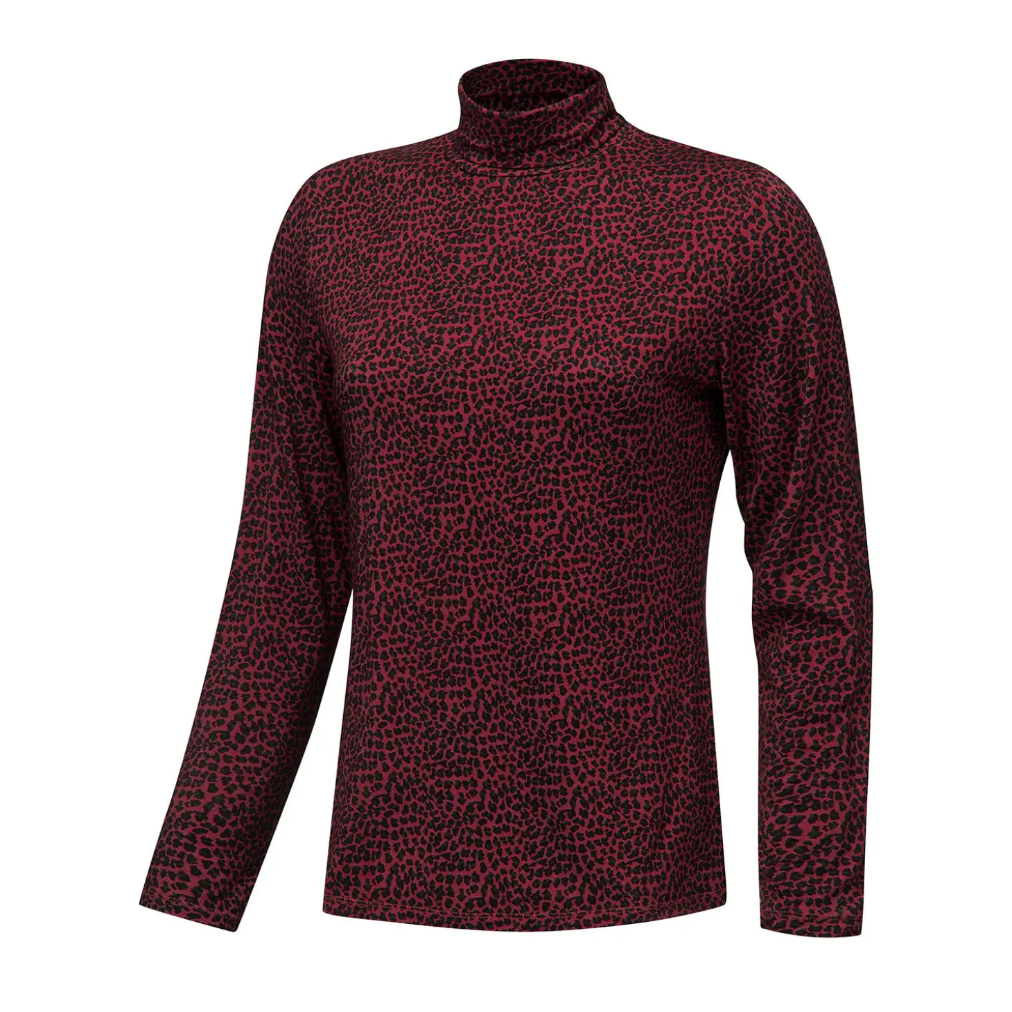 Stretch Rollkragenshirt Damen Animal-Print