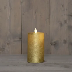 Stumpenkerze aus Echtwachs – Akkubetrieben, Gold