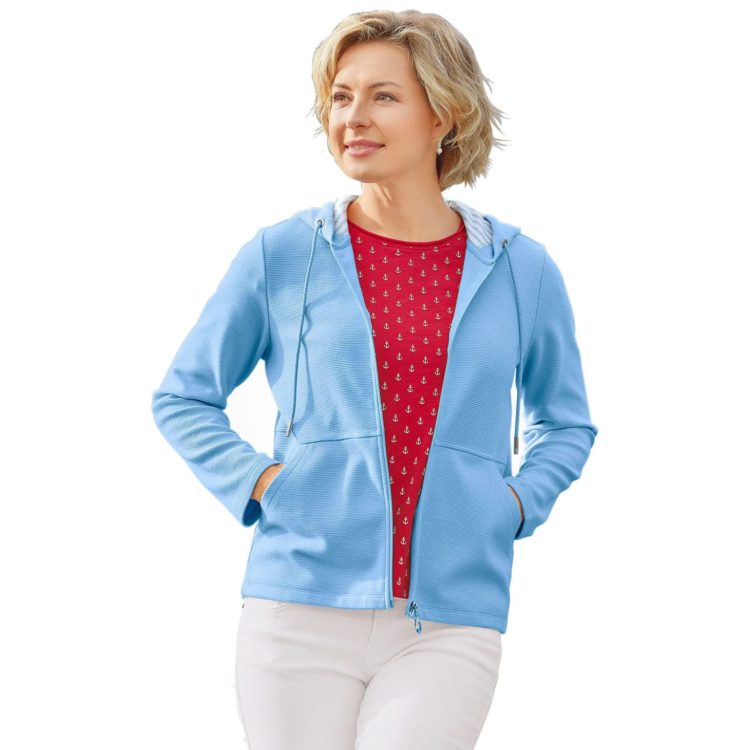 Sweatjacke mit Querrippen-Struktur