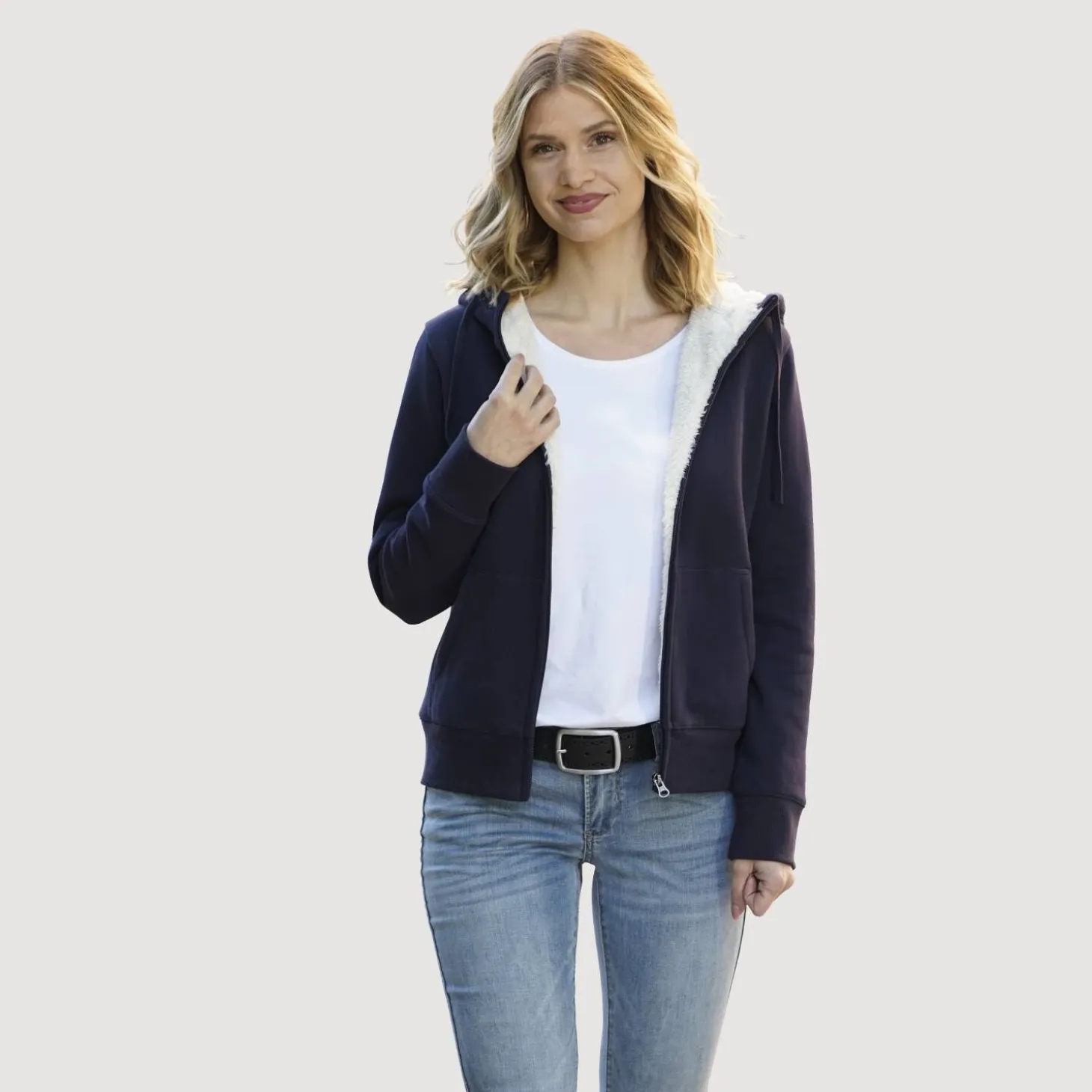 Sweatjacke mit Teddyfleece