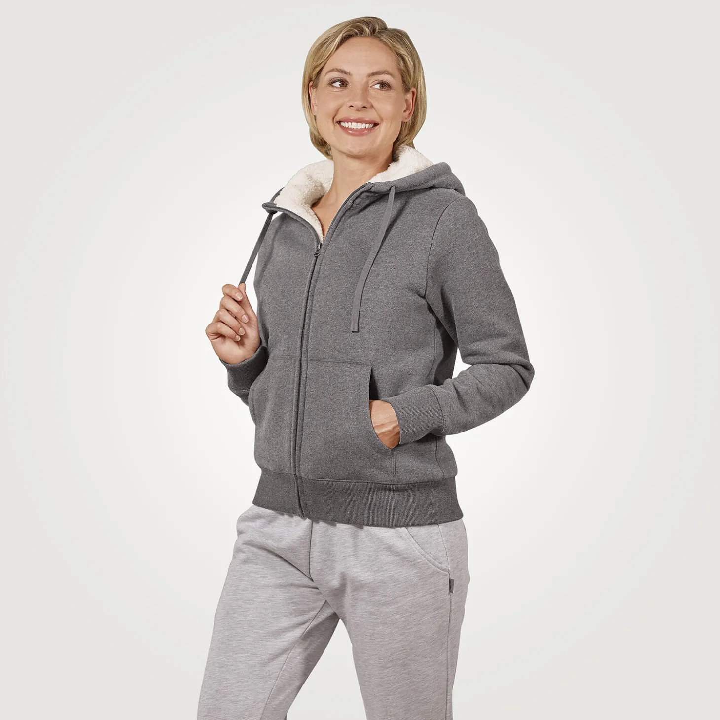 Sweatjacke mit Teddyfleece