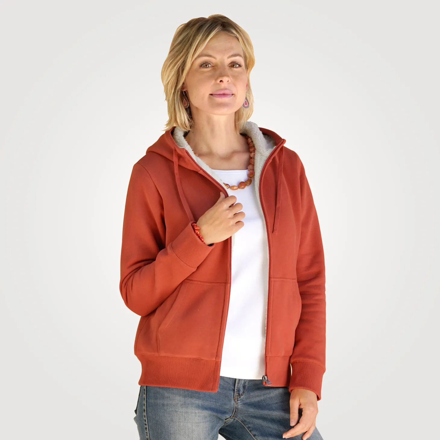 Sweatjacke mit Teddyfleece
