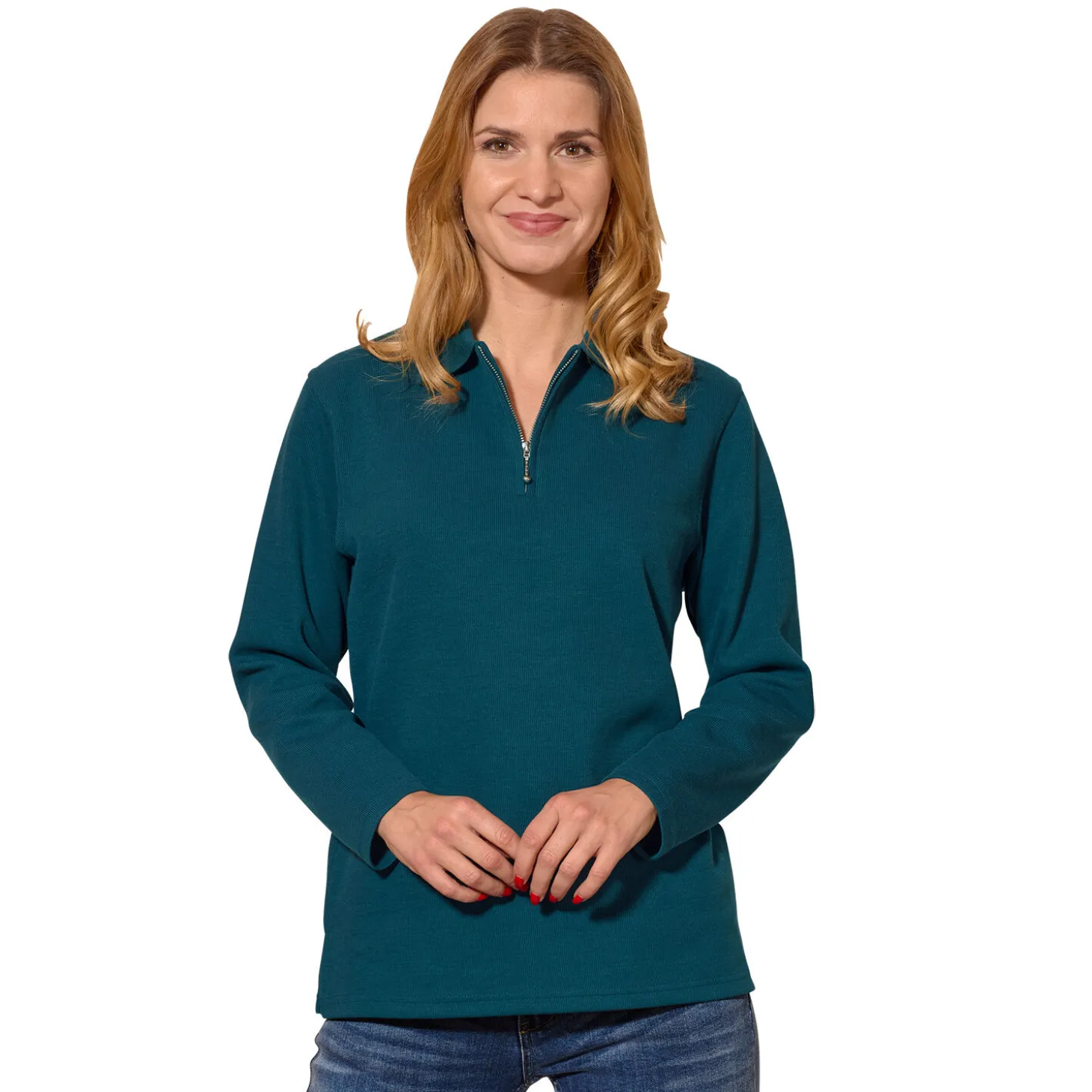 Sweat-Shirt mit feiner Ripp-Optik