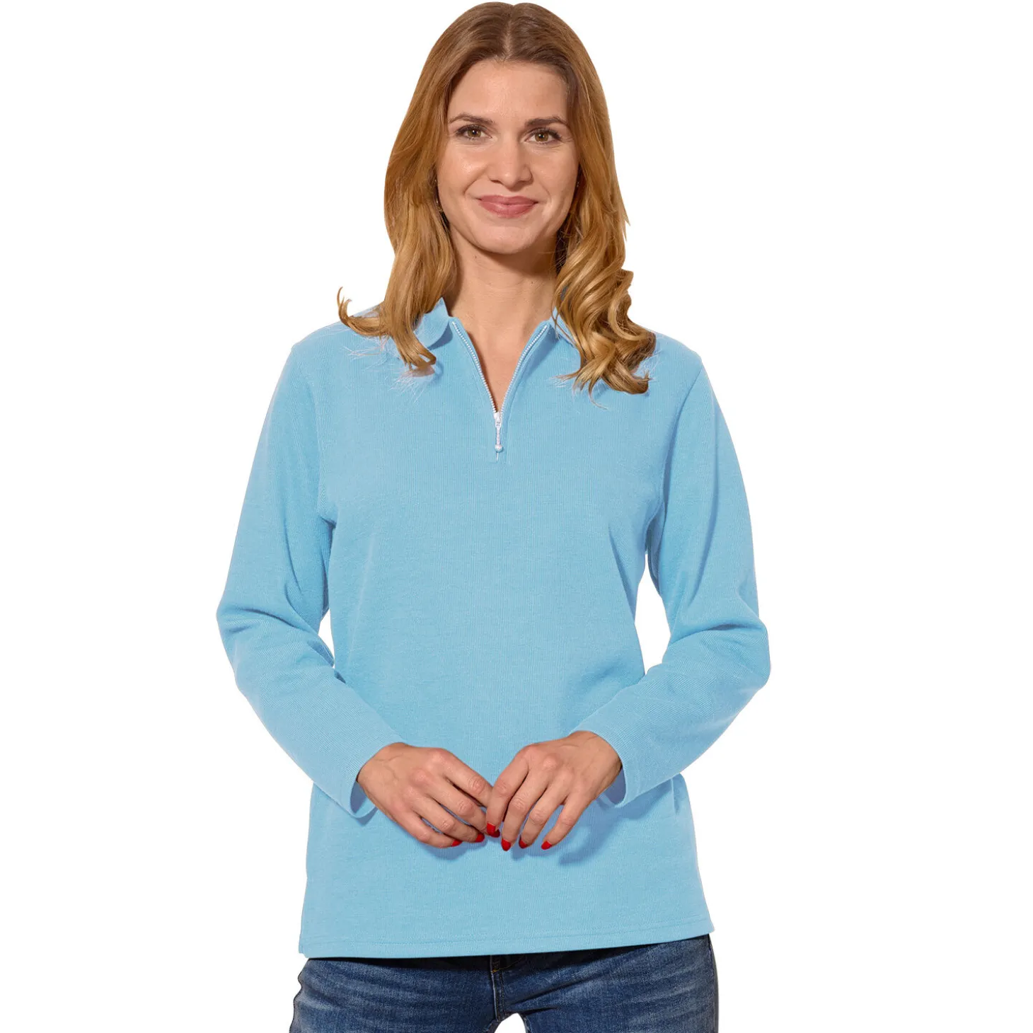Sweat-Shirt mit feiner Ripp-Optik