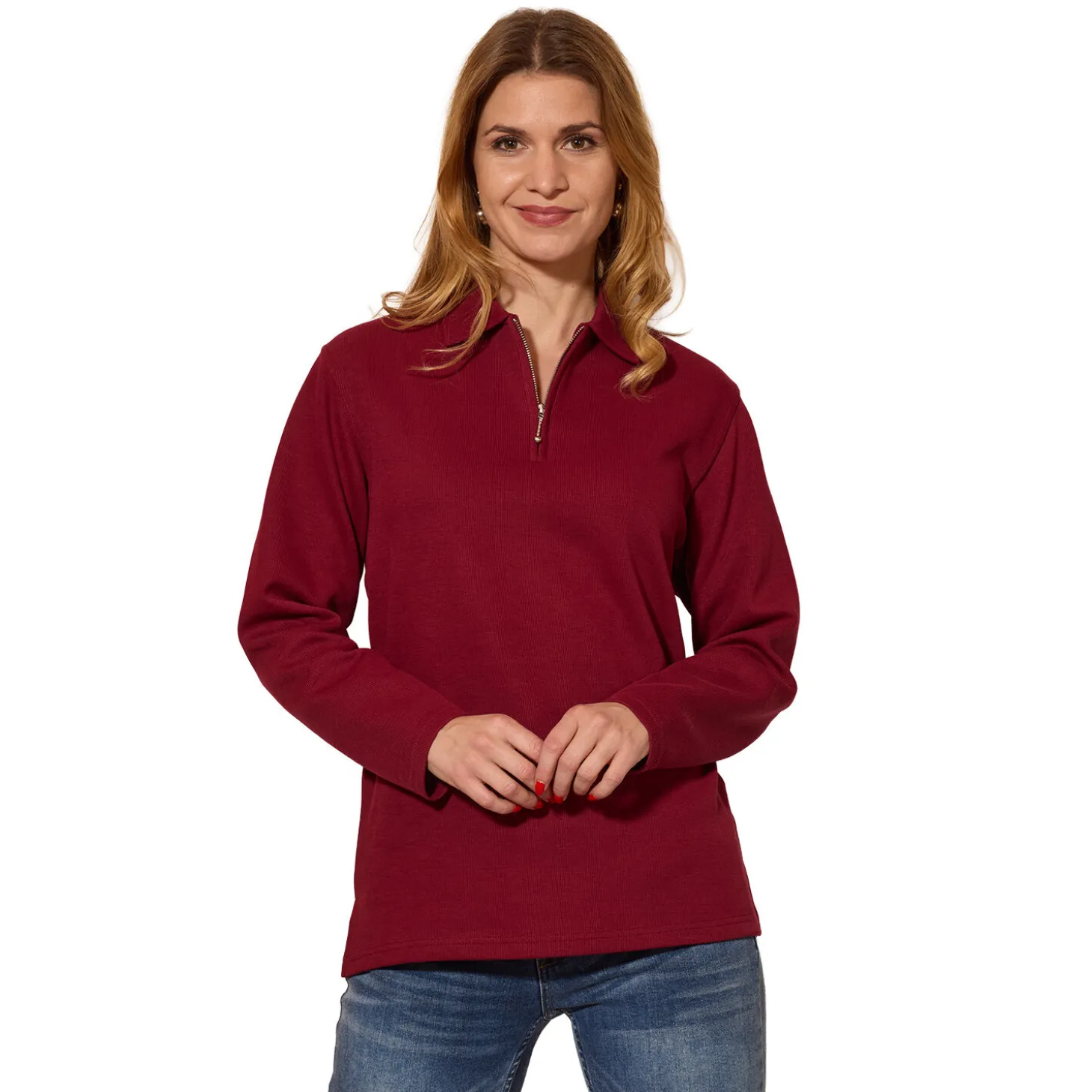 Sweat-Shirt mit feiner Ripp-Optik
