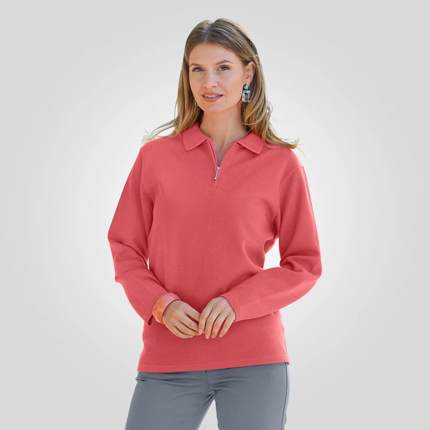 Sweat-Shirt mit feiner Ripp-Optik