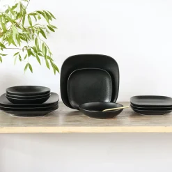 Teller-Set Magic Black Square, 12-teilig