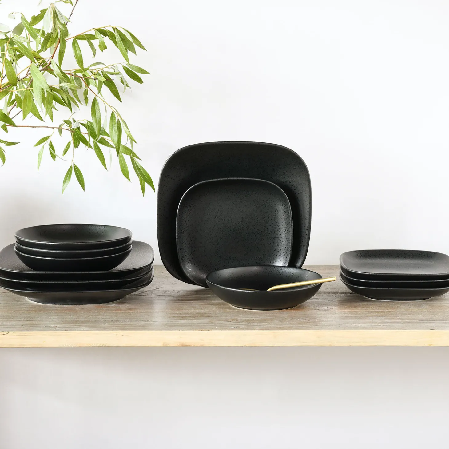 Teller-Set Magic Black Square, 12-teilig