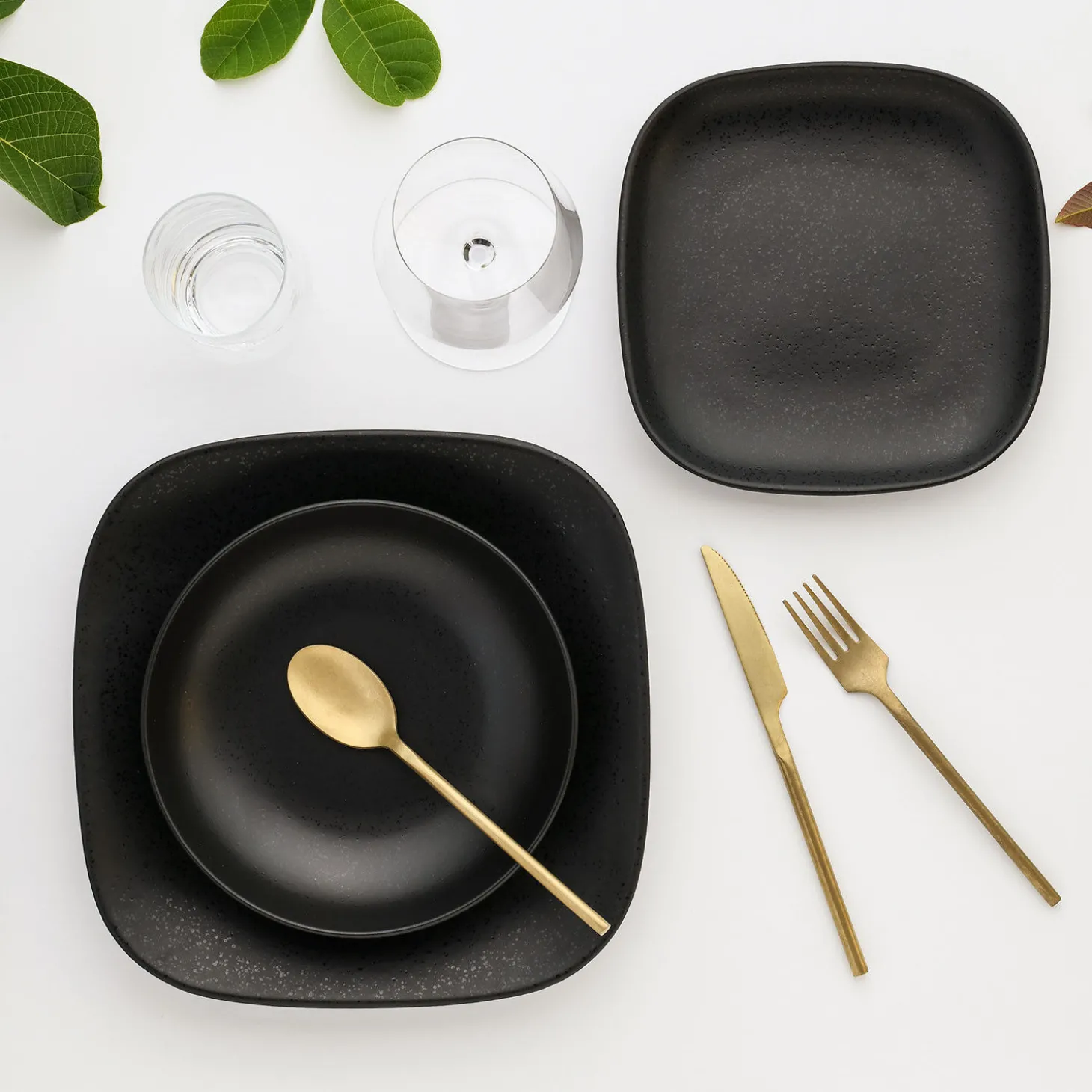 Teller-Set Magic Black Square, 12-teilig
