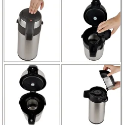Thermoskanne mit Pumpsystem, aus Edelstahl