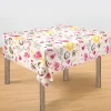 Tischdecke mit sommerlichen Motiven in bunten Farben