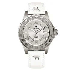 Trauffer Damenuhr mit PU-Lederband Weiss/Silber