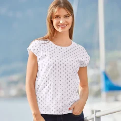 T-Shirt aus Baumwolle mit Anker-Print für Damen