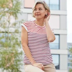 T-Shirt in Rippenstruktur gestreift
