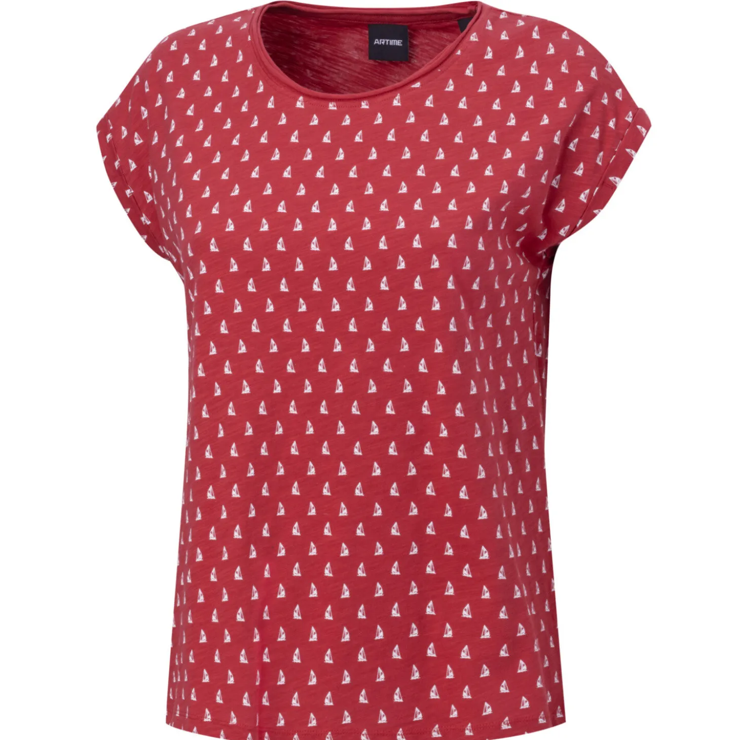 T-Shirt mit Segelschiff-Print
