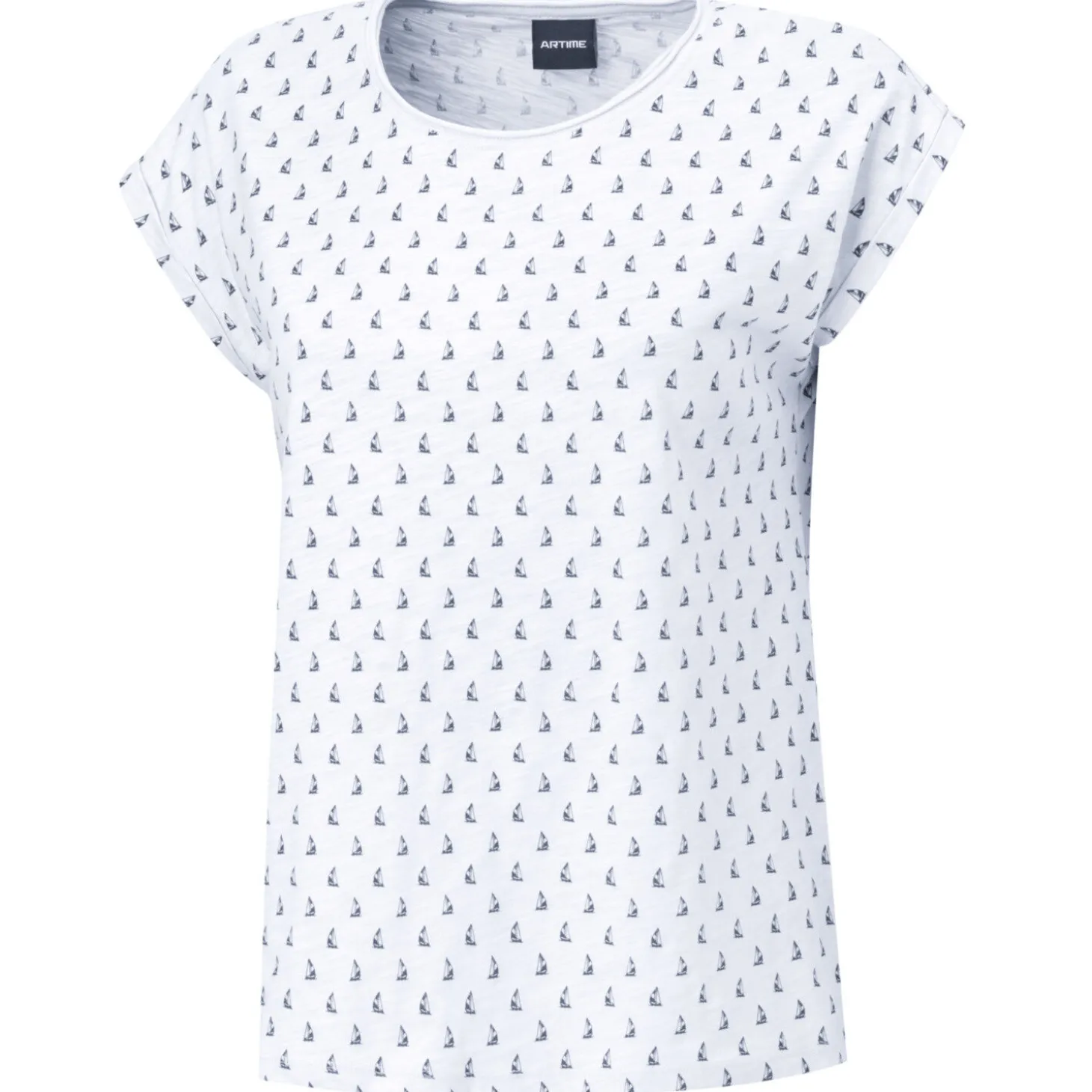 T-Shirt mit Segelschiff-Print