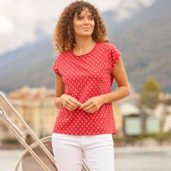 T-Shirt mit Segelschiff-Print