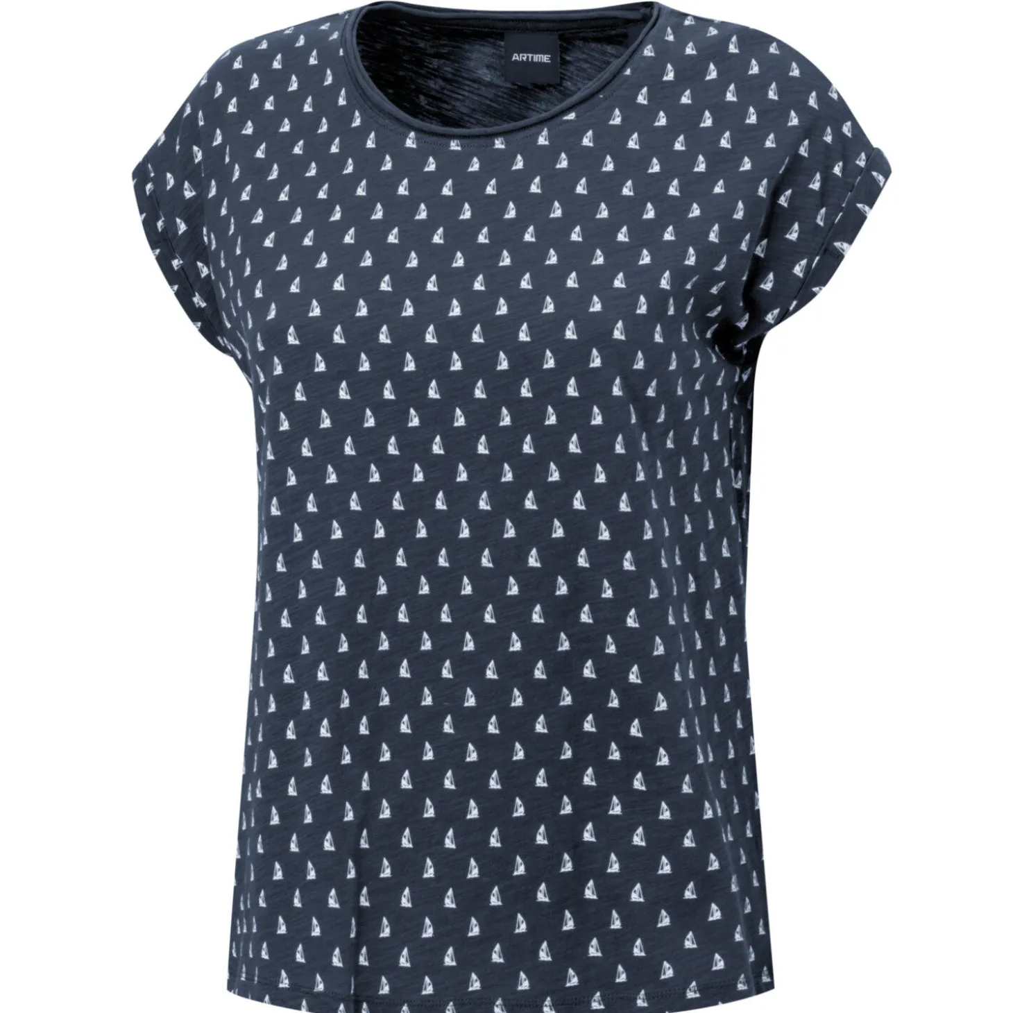 T-Shirt mit Segelschiff-Print