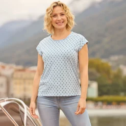 T-Shirt mit Segelschiff-Print
