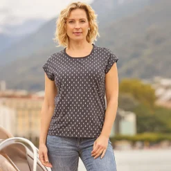 T-Shirt mit Segelschiff-Print
