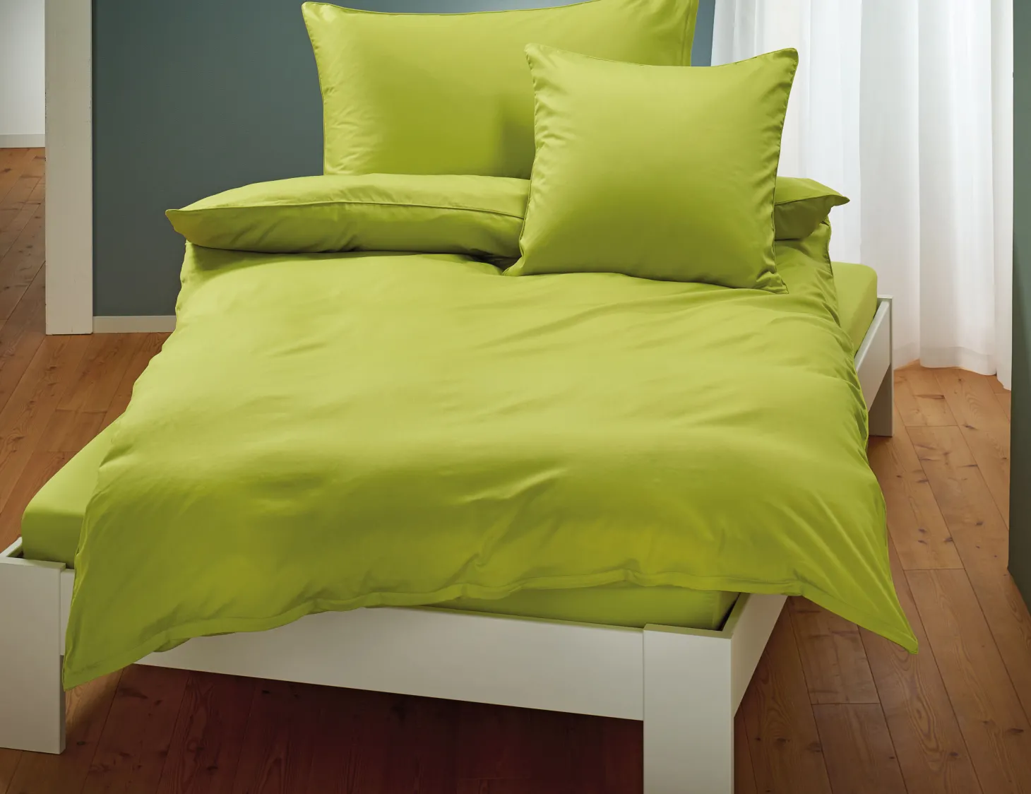 Uni Satin Bettwäsche mit Biese