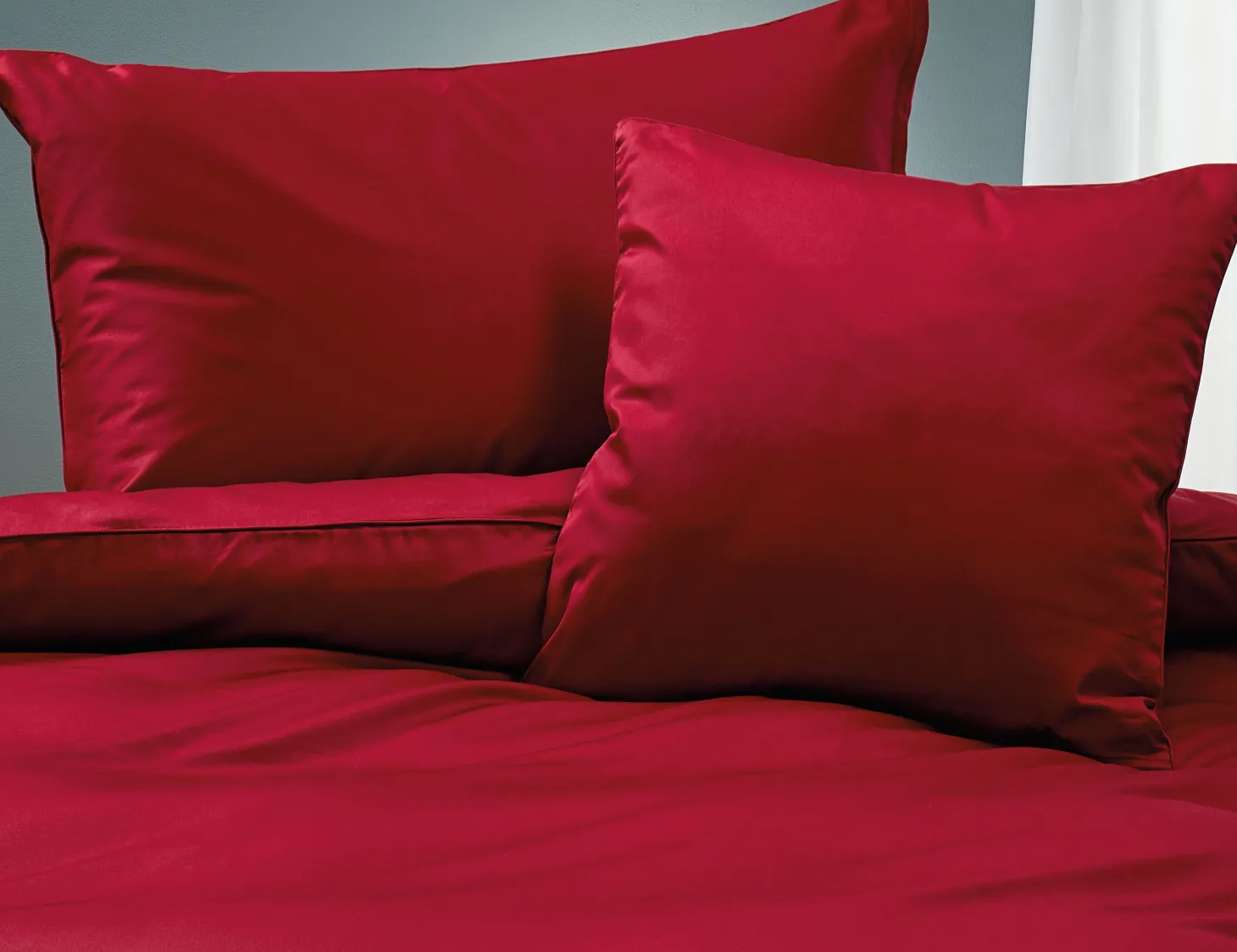 Uni Satin Bettwäsche mit Biese