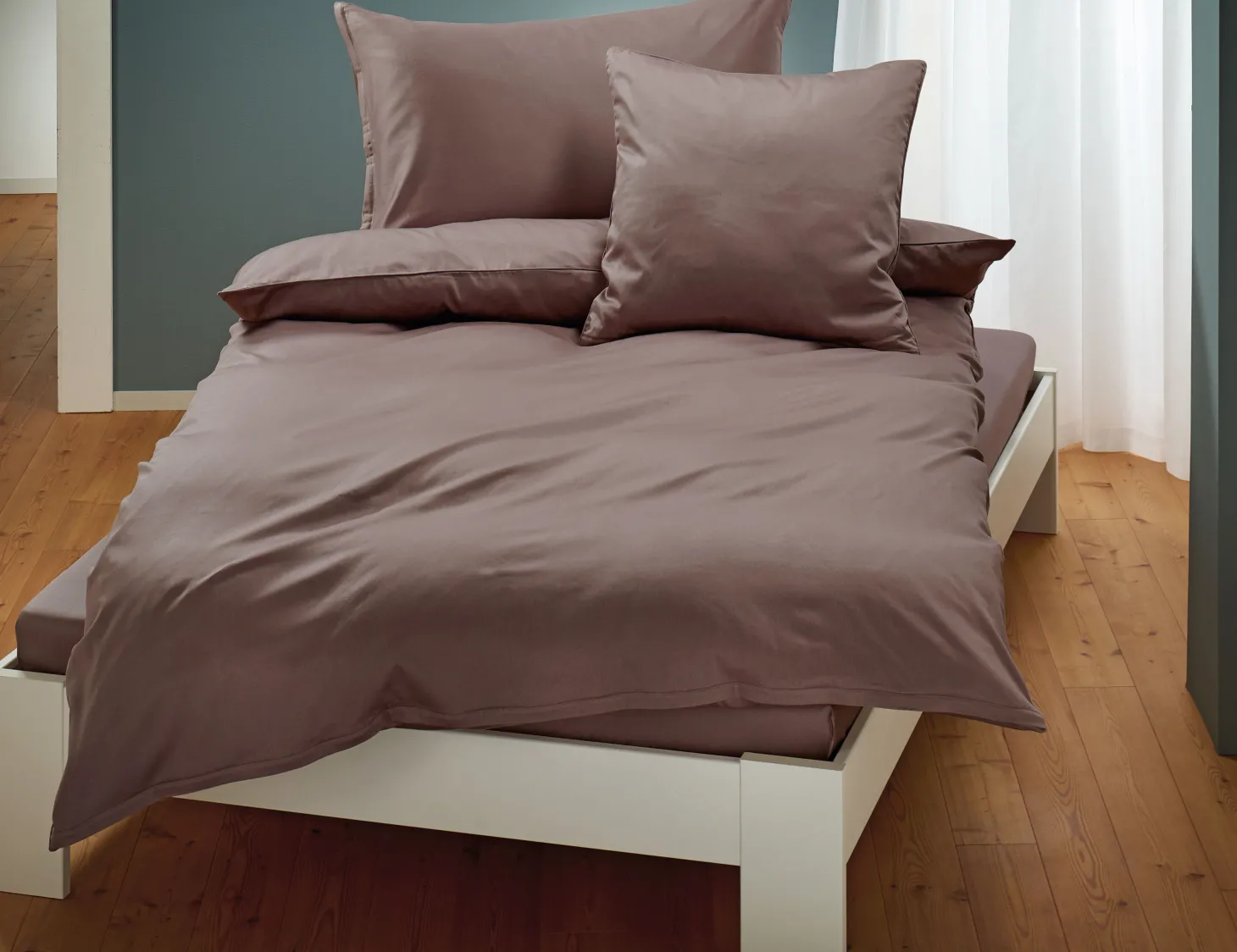 Uni Satin Bettwäsche mit Biese