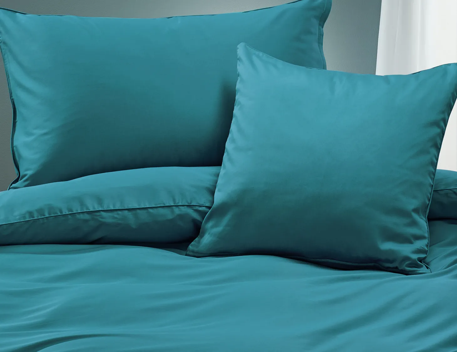Uni Satin Bettwäsche mit Biese
