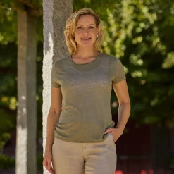 Unifarbenes Leinen T-Shirt
